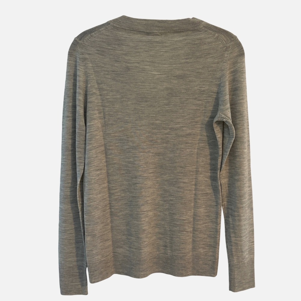 J.Crew Womens Heather Grey 100% Merino Wool V-Neck Sweater 73187 Small - Picture 2 of 4